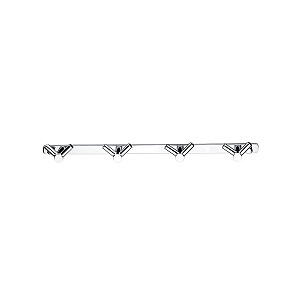 Chrome Rail with 4 double hooks Rail with four double hooks, chrome plated screw covers.