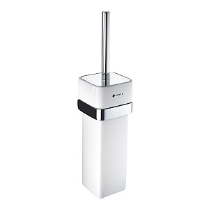 Chrome Toilet brush holder Toilet brush holder with ceramic container. Brass holder and handle, chrome surface finish.