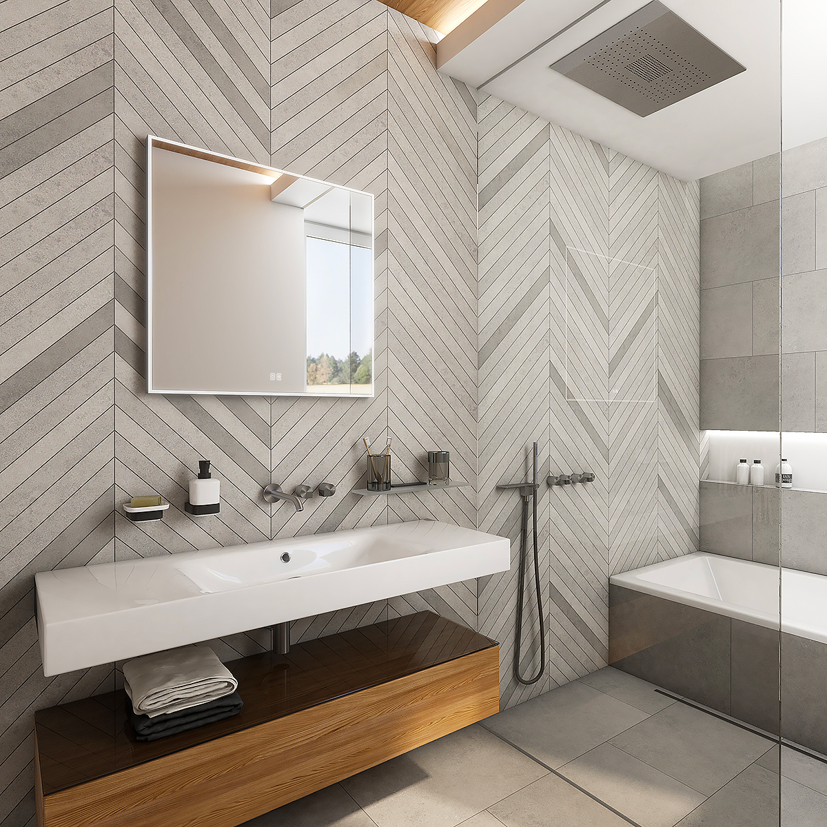 LED zrcadlo 60 x 60, dotykový senzor