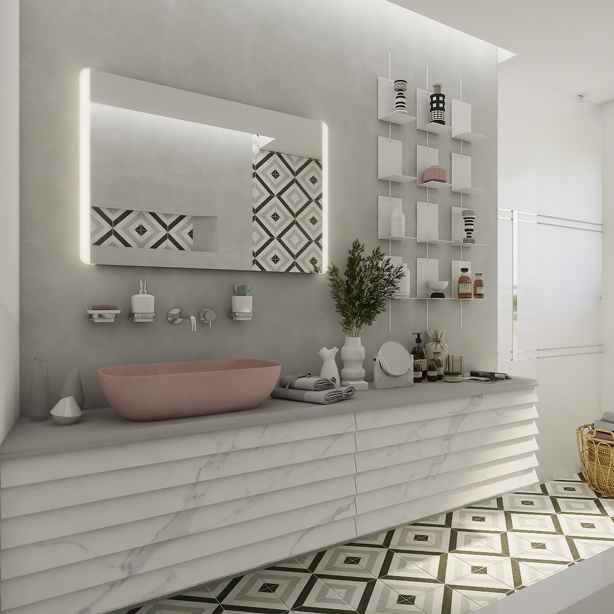 LED zrcadlo 90 x 70