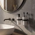 Black soap dispenser, brass pump