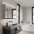 Black LED backlit mirror cabinet 600.
