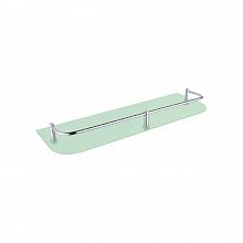 Chrome Glass for shelf Satin glass with rail, rounded corners. 40 cm long.
