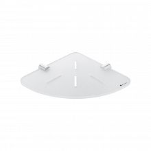 Rohová police do sprchového koutu s otvory, bílá matná plexiglass, úchyty chrom