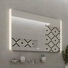 Aluminium LED mirror 800x700 with two touch sensor Illuminated bathroom LED mirror. Possibility of setting color temperature from 3000 to 6500 K. Output 21 W. 1512 Lumens.