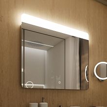 Aluminium LED mirror 800x700 with touch sensor Illuminated bathroom LED mirror. Output 12 W. Possibility of setting color temperature 3000 - 6500 K. 864 Lumens.