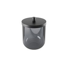 Black Cosmetic pad container Container for cosmetic pads made of translucent black glass with a glossy finish.
