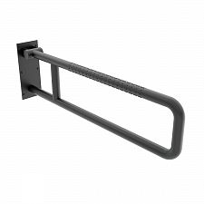 Black Folding safety grab bar 800 mm U shape. Diameter 32 mm. Surface color black matt - material Stainless steel (18/8).