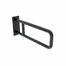 Black Fixed support grab bar 600 mm U shape. Diameter 32 mm. Surface color black matt - material Stainless steel (18/8).
