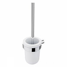Chrome Toilet brush holder Toilet brush holder made ceramic, low container. Handle made of brass with chrome surface finish.