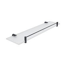 Black Black shelf with rail, 50 cm Shelf with rail. Extra clear glass, satin . Size 50x11 cm. 8 mm thick glass!