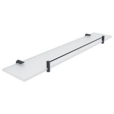 Black Black shelf with rail, 60 cm Shelf with rail. Extra clear glass, satin . Size 60x11 cm. 8 mm thick glass!