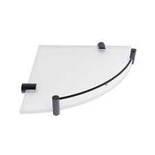 Black Black corner shelf with rail Corner shelf with rail. Extra clear glass, satin. 8 mm thick glass!