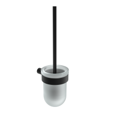 Black Black toilet brush holder Black toilet brush with a low frosted glass holder. The brush handle is made of brass with a black finish.