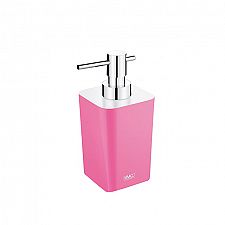 Light pink Soap dispenser, plastic pump Free standing soap dispenser with chrome plated dispenser pump.