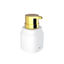 White Soap dispenser, plastic pump Ceramic dispenser for liquid soap white matte. Volume 400 ml. Soft-touch Surface.