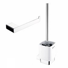 Chrome Bathroom Set - Toilet Brush and Paper Holder Bathroom set with toilet brush and toilet paper holder.