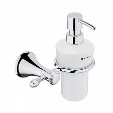 Chrome Soap dispenser, plastic pump Soap dispenser. Ceramic container 280 ml. Brass holder. Plastic pump. Chrome surface.