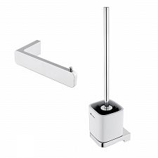 Chrome Bathroom Set - Toilet Brush and Paper Holder Bathroom set with toilet brush and toilet paper holder.