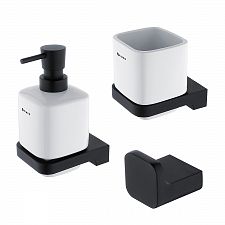 Black Bathroom Set Bathroom set 3-in-1. Soap dispenser, toothbrush holder, double towel hook.