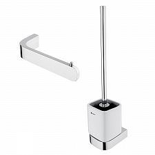 Chrome Bathroom Set - Toilet Brush and Paper Holder Bathroom set with toilet brush and toilet paper holder.