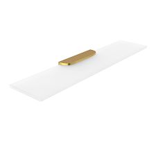 Brushed gold Shelf, 50 cm Shelf. Extra clear frosted glass. Size 50x11 cm. Glass thickness 8 mm.