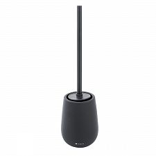 Black Toilet brush holder Toilet brush. Ceramic black matte container. Stainless steel brush handle. Soft-touch Surface.