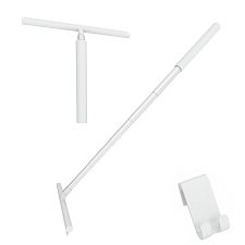 White Telescopic shower squeegee with hook The telescopic shower squeegee with a silicone hook is ideal for wiping water from glass and, thanks to its adjustable length, also allows for comfortable wiping of the floor.