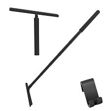 Black Telescopic shower squeegee with hook The telescopic shower squeegee with a silicone hook is ideal for wiping water from glass and, thanks to its adjustable length, also allows for comfortable wiping of the floor.