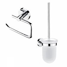 Chrome Bathroom Set - Toilet Brush and Paper Holder Bathroom set with toilet brush and toilet paper holder.