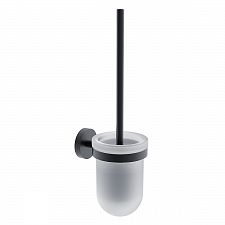 Black Toilet brush holder Toilet brush holder. Satin glass container, low. Handle made of brass/black matte.