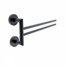 Black Swivel arm towel holder, 41 cm. Swivel arm towel holder with two arms.
