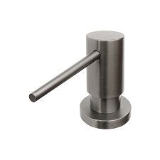 Brushed gun metal  Built-in dispenser, pump diam, 35 mm Built-in dispenser for soap, disinfectant gel, dishwashing liquid. Pump head diameter 35 mm. Filling the container from above by removing the pump.