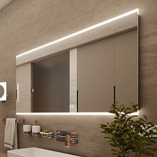 Zrcadlo do koupelny 1200x70 s osvětlením nahoře a dole, dva dotykové spínače