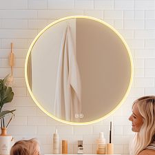 White white ROUND LED mirror dia. 600 with two touch sensor Illuminated ROUND bathroom LED mirror. Output 26 W. Possibility of setting color temperature 3000 - 6500 K. The possibility of setting the luminosity intensity. 1872 Lumen.