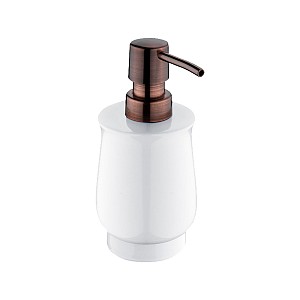 Antique copper Soap dispenser, plastic pump Ceramic soap dispenser. Volume 300 ml. Plastic pump. Antique copper surface finish.