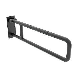 Black Folding safety grab bar 800 mm U shape. Diameter 32 mm. Surface color black matt - material Stainless steel (18/8).