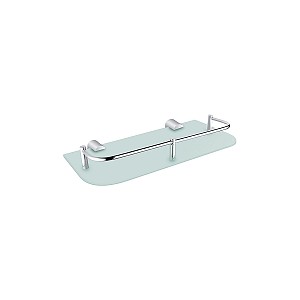 Chrome Shelf with rail, 30 cm Satin glass shelf with rail and rounded corners. 30 cm long.