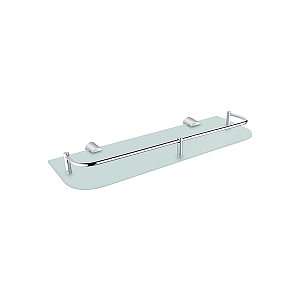 Chrome Shelf with rail, 40 cm Satin glass shelf with rail and rounded corners. 40 cm long.