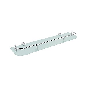 Chrome Shelf with rail, 50 cm Satin glass shelf with rail and rounded corners. 50 cm long.