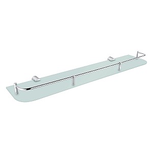 Chrome Shelf with rail, 60 cm Satin glass shelf with rail and rounded corners. 60 cm long.