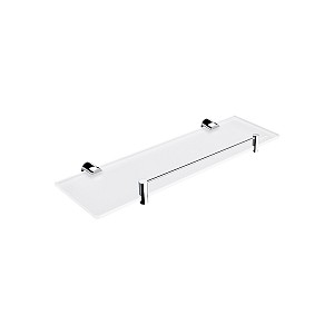 Chrome Shelf with rail, 40 cm Shelf with rail. Extra clear glass, satin . Size 40x11 cm. 8 mm thick glass!