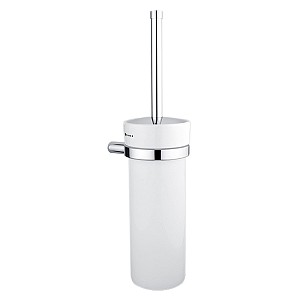 Chrome Toilet brush holder Toilet brush holder made of ceramics. Handle made of brass with chrome surface finish.