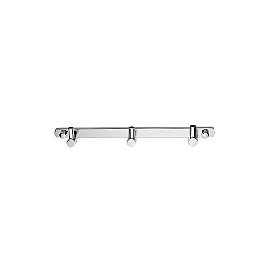 Chrome Rail with 3 hooks Rail with three hooks, chrome plated screw covers.