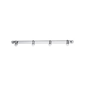 Chrome Rail with 4 hooks Rail with four hooks, chrome plated screw covers.