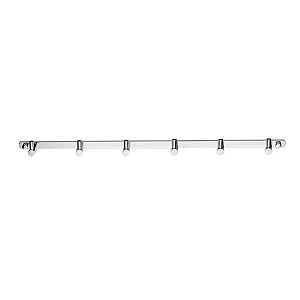 Chrome Rail with 6 hooks Rail with six hooks, chrome plated screw covers.