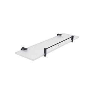 Black Black shelf with rail, 40 cm Shelf with rail. Extra clear glass, satin . Size 40x11 cm. 8 mm thick glass!