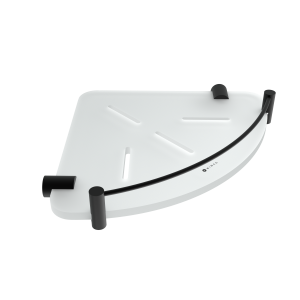 Černá rohová police s ohrádkou IXI