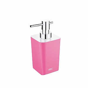 Light pink Soap dispenser, plastic pump Free standing soap dispenser with chrome plated dispenser pump.