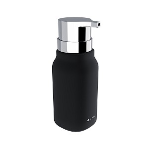 Black Soap dispenser, plastic pump Ceramic dispenser for liquid soap black matte. Volume 425 ml. Soft-touch Surface.